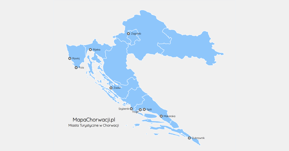 Mapa Chorwacji Miasta Turystyczne